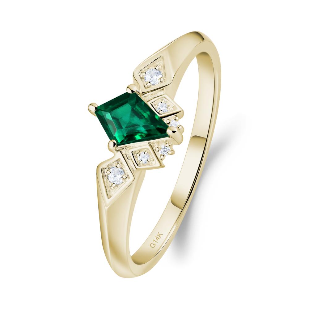 Kite-Cut Emerald Statement Ring - LUO Jewelry #metal_14k yellow gold
