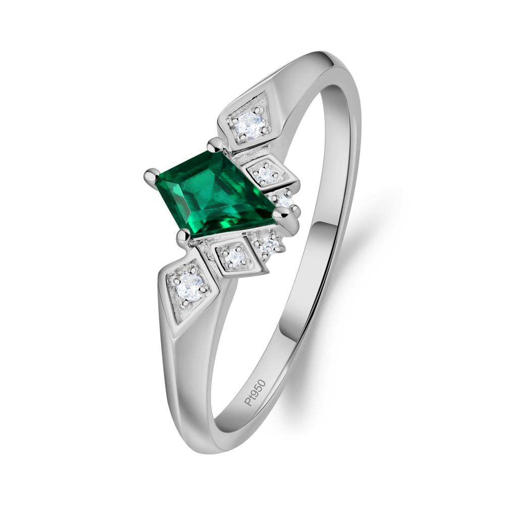 Kite-Cut Emerald Statement Ring - LUO Jewelry #metal_platinum