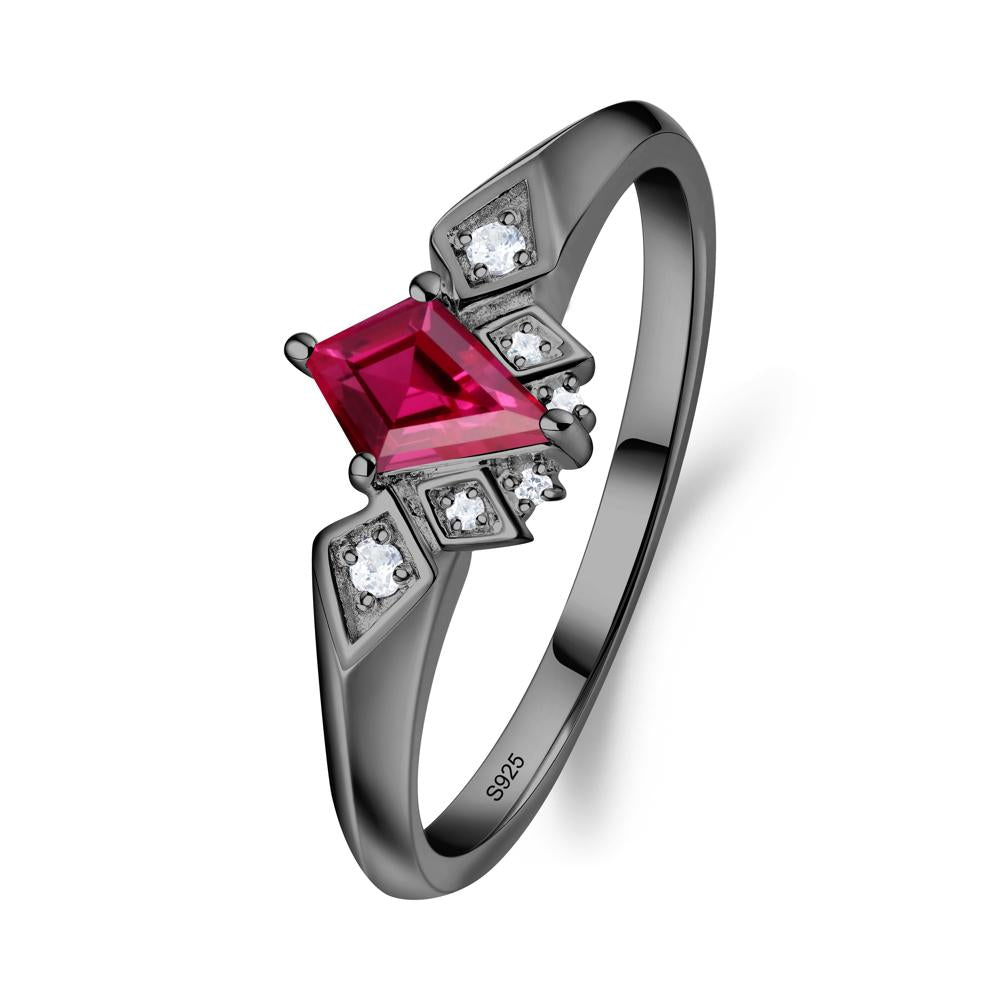 Kite-Cut Ruby Statement Ring - LUO Jewelry #metal_black finish sterling silver