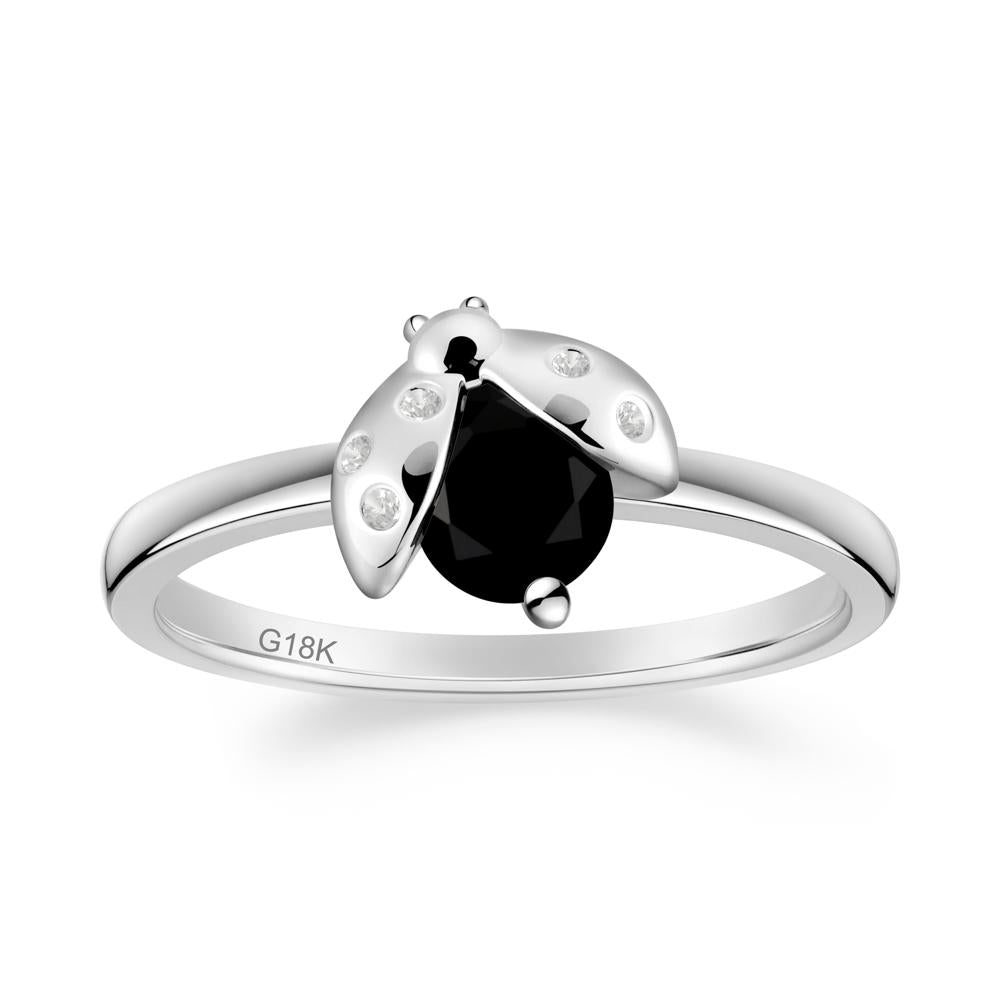 Ladybug Black Spinel Ring - LUO Jewelry #metal_18k white gold