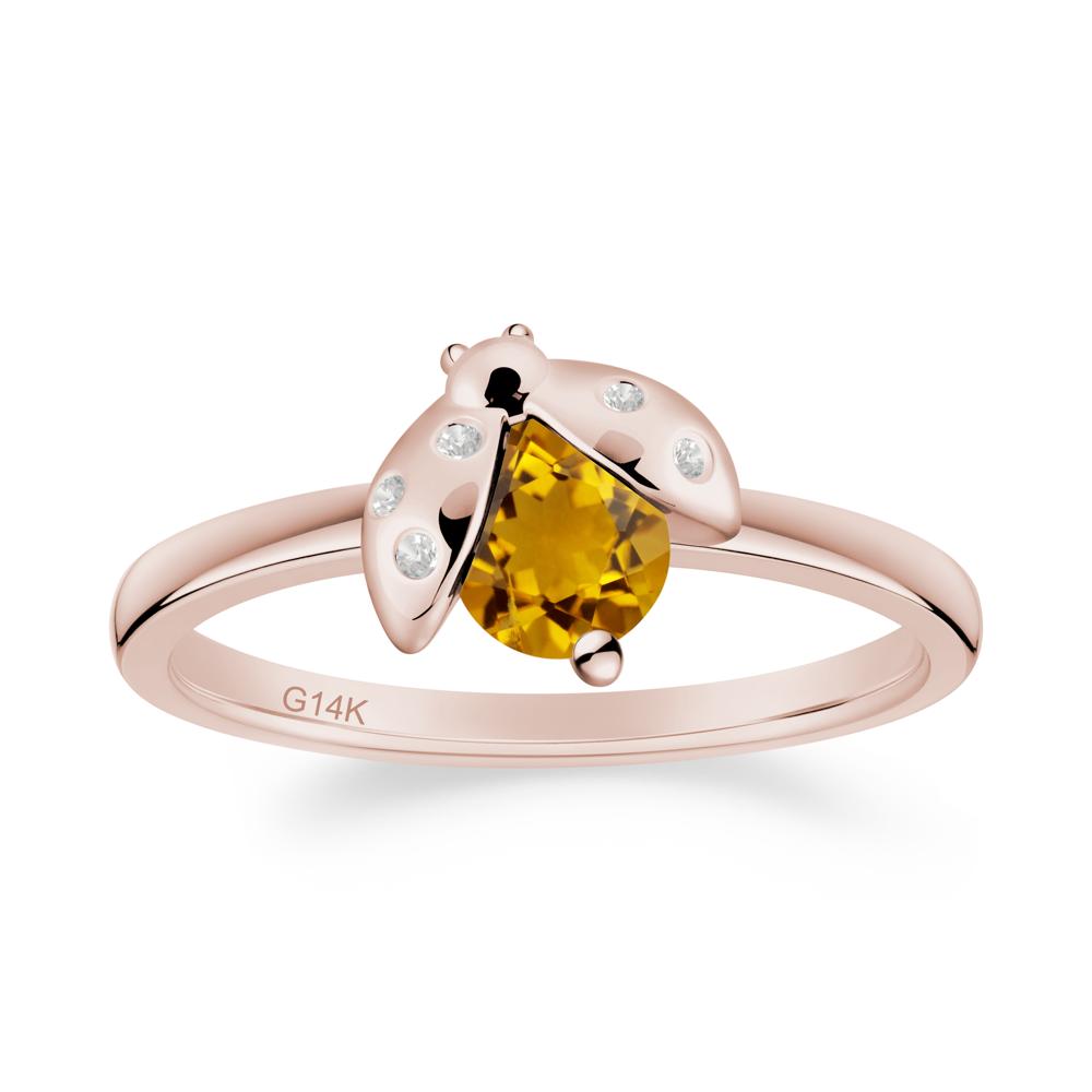 Citrine Ladybug Ring - LUO Jewelry #metal_14k rose gold