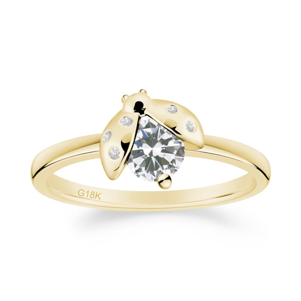 Cubic Zirconia Ladybug Ring - LUO Jewelry #metal_18k yellow gold
