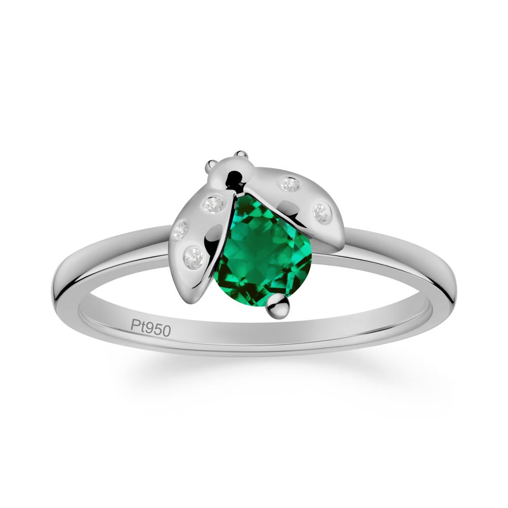 Ladybug Emerald Ring - LUO Jewelry #metal_platinum