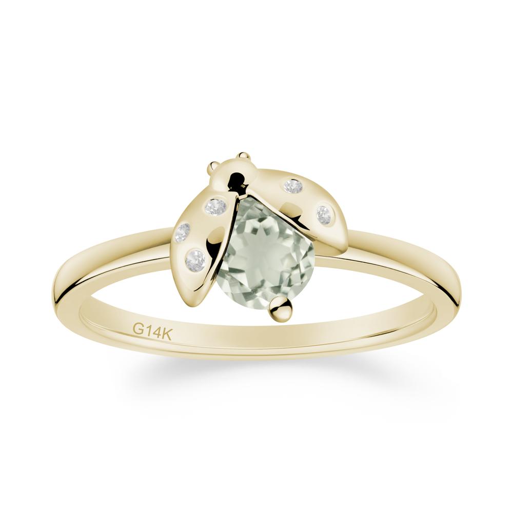 Green Amethyst Ladybug Ring - LUO Jewelry #metal_14k yellow gold