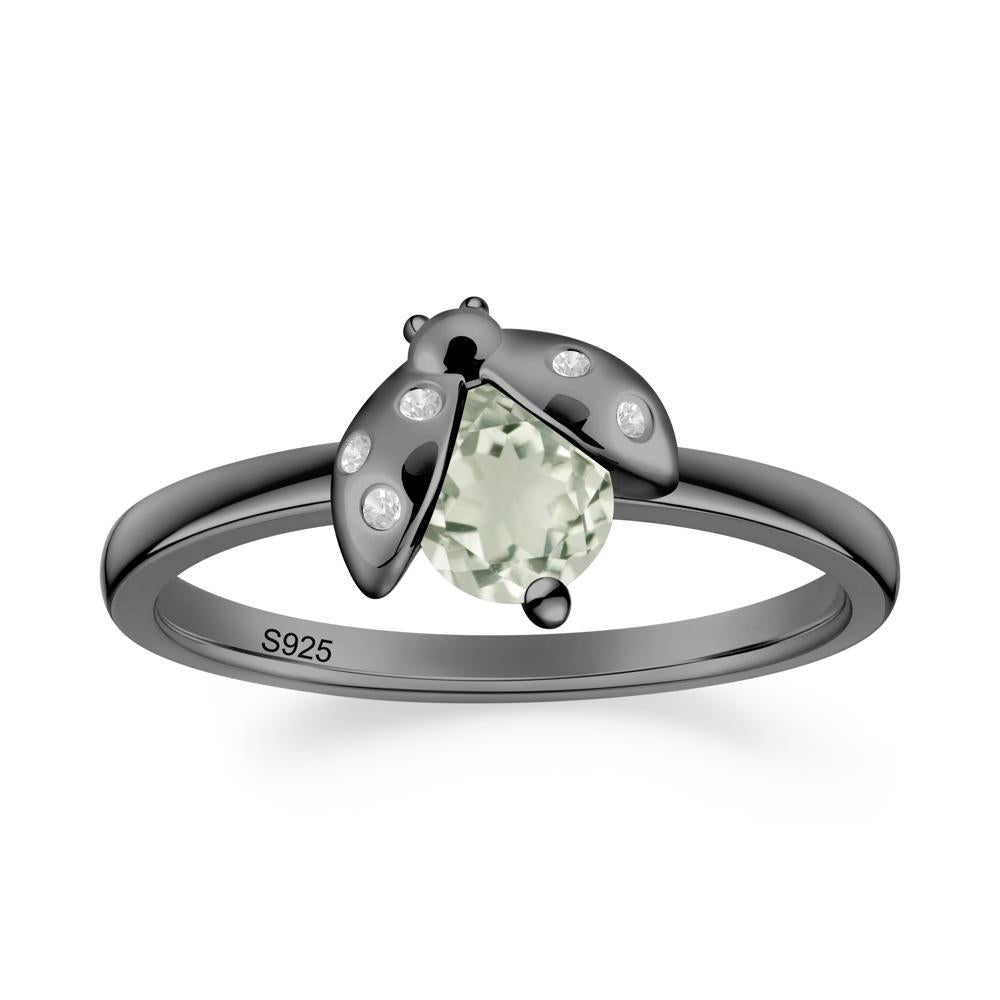 Green Amethyst Ladybug Ring - LUO Jewelry #metal_black finish sterling silver