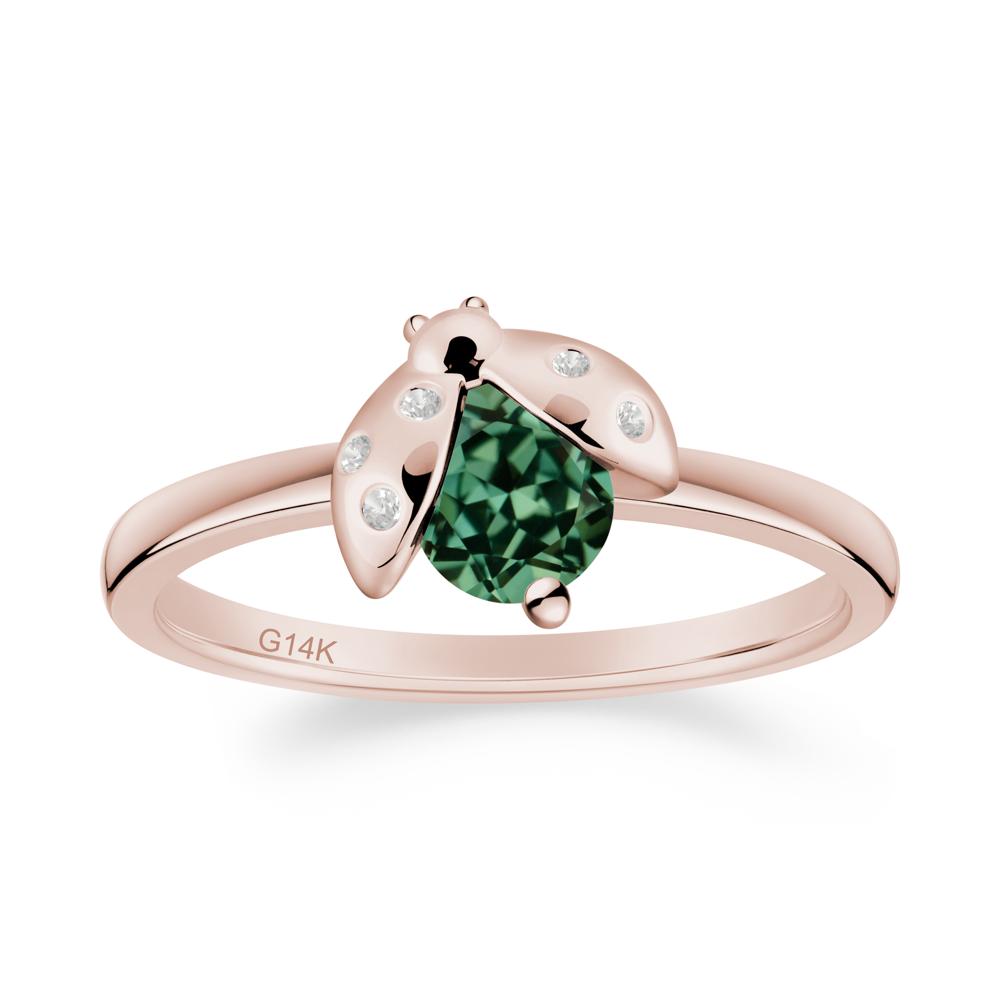 Ladybug Green Sapphire Ring - LUO Jewelry #metal_14k rose gold