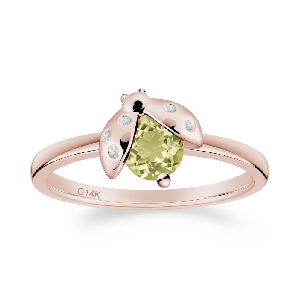 Lemon Quartz Ladybug Ring - LUO Jewelry #metal_14k rose gold
