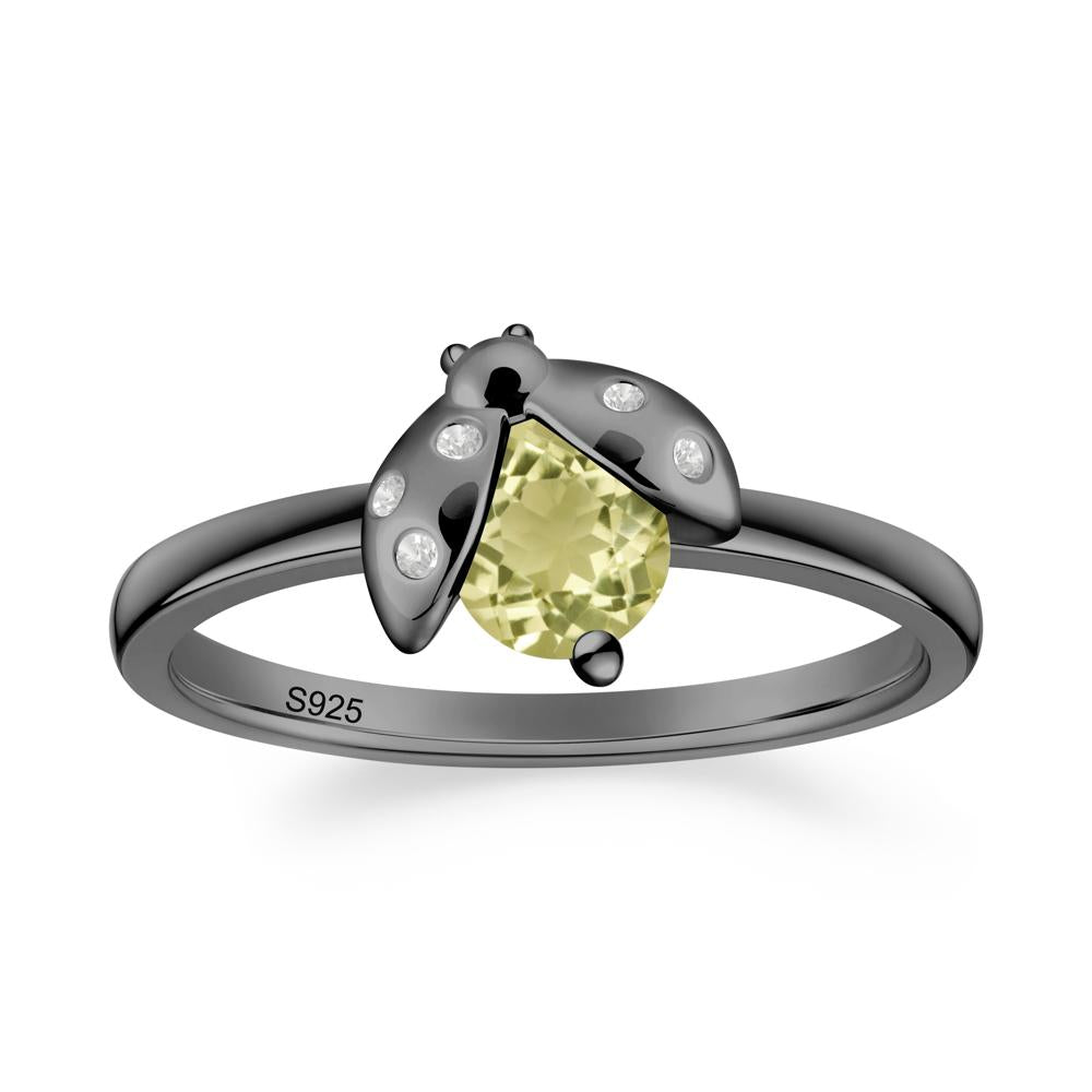 Lemon Quartz Ladybug Ring - LUO Jewelry #metal_black finish sterling silver