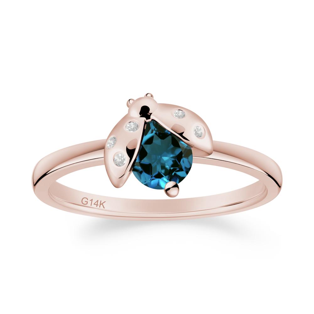 London Blue Topaz Ladybug Ring - LUO Jewelry #metal_14k rose gold