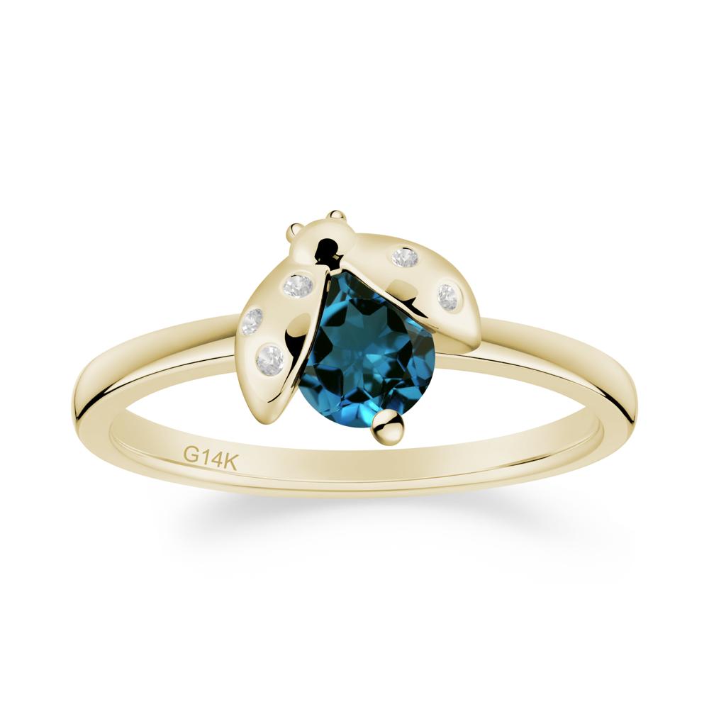 London Blue Topaz Ladybug Ring - LUO Jewelry #metal_14k yellow gold