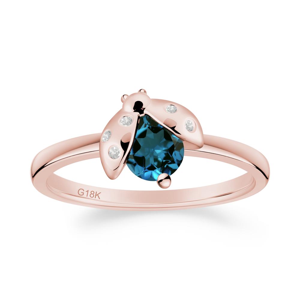 London Blue Topaz Ladybug Ring - LUO Jewelry #metal_18k rose gold