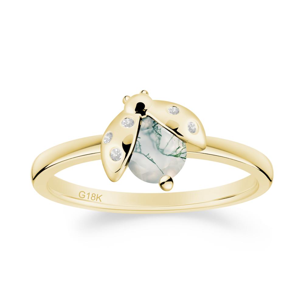 Ladybug Moss Agate Ring - LUO Jewelry #metal_18k yellow gold