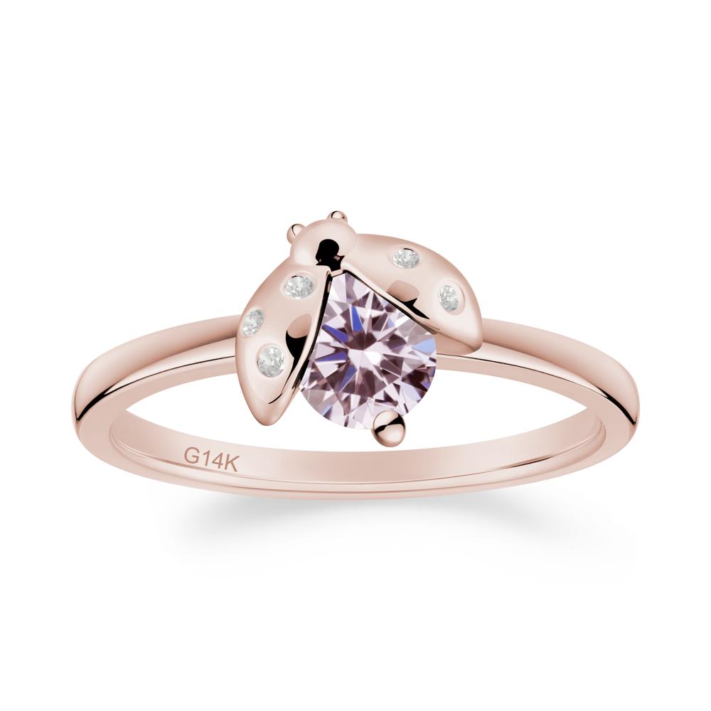 Pink Cubic Zirconia Ladybug Ring - LUO Jewelry #metal_14k rose gold