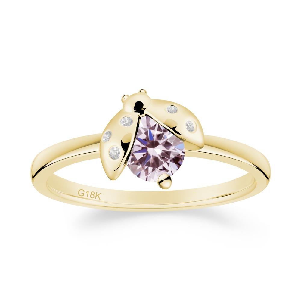 Pink Cubic Zirconia Ladybug Ring - LUO Jewelry #metal_18k yellow gold