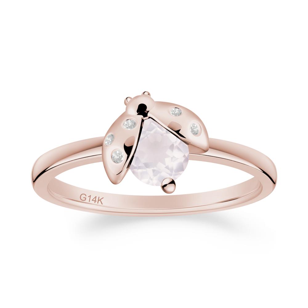 Rose Quartz Ladybug Ring - LUO Jewelry #metal_14k rose gold