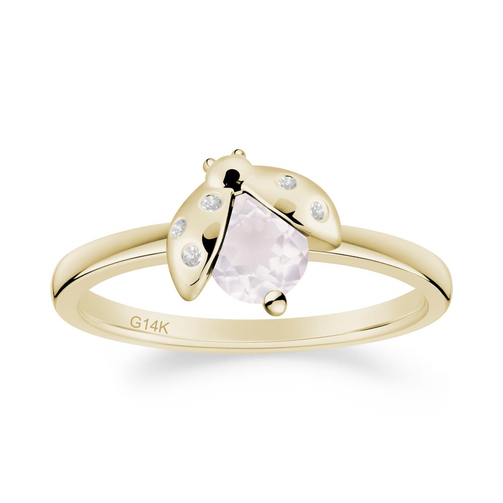 Rose Quartz Ladybug Ring - LUO Jewelry #metal_14k yellow gold