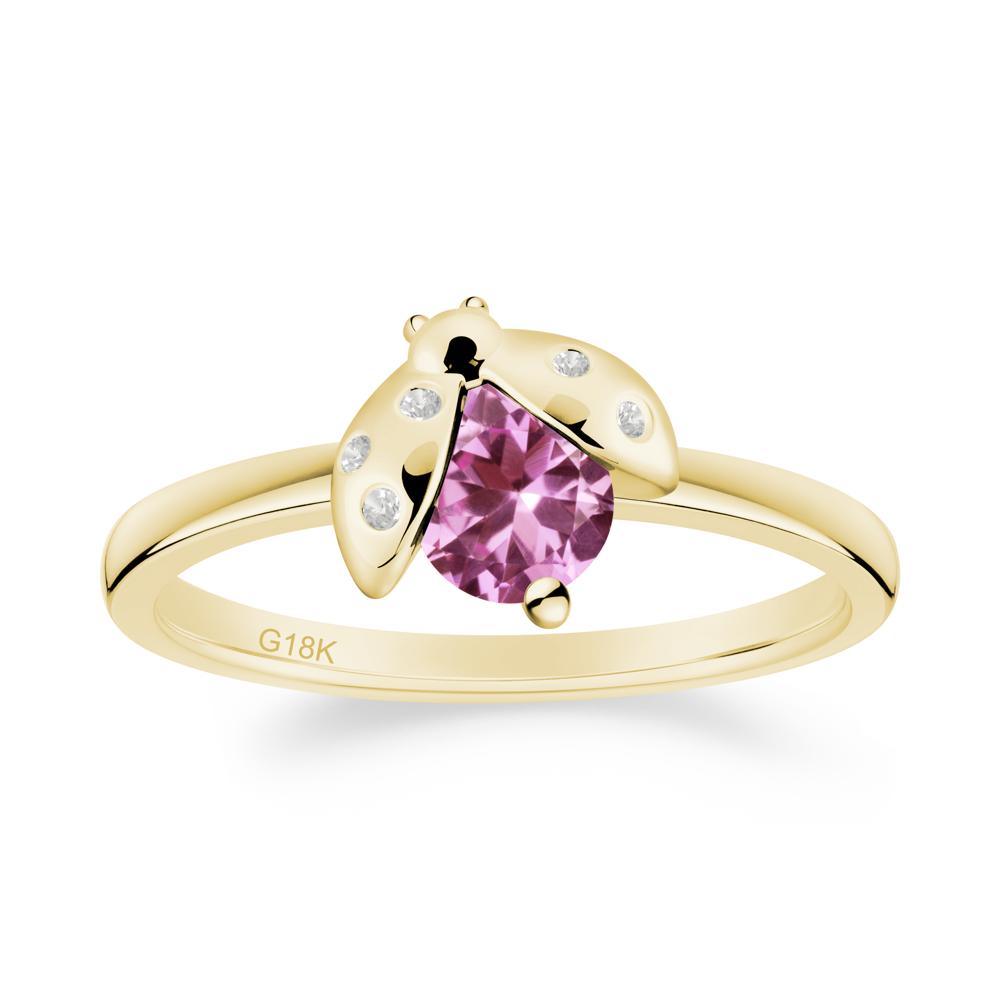 Pink Sapphire Ladybug Ring - LUO Jewelry #metal_18k yellow gold