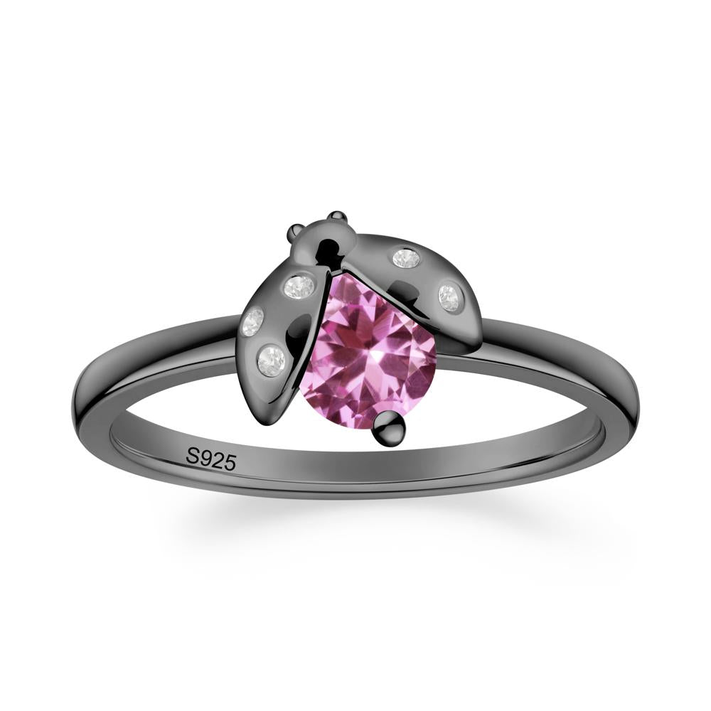 Pink Sapphire Ladybug Ring - LUO Jewelry #metal_black finish sterling silver