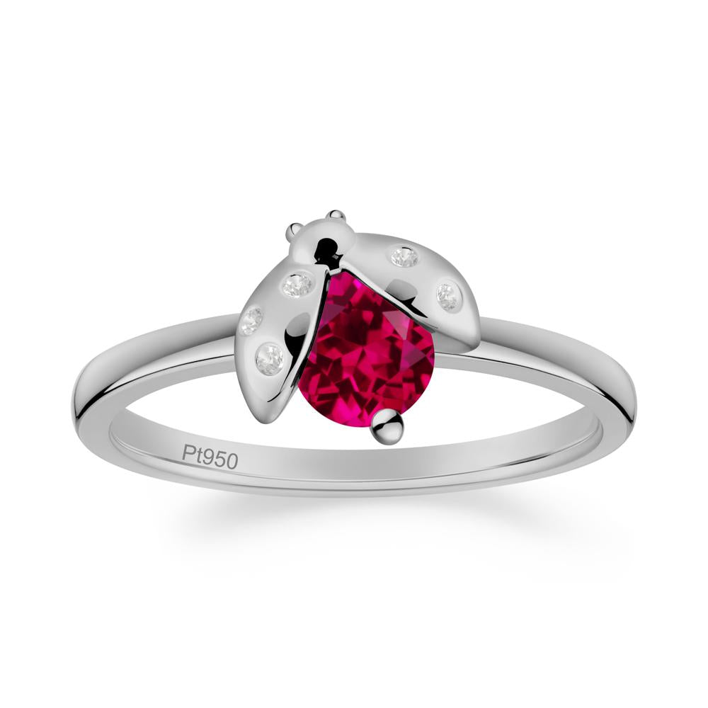 Ladybug Ruby Ring - LUO Jewelry #metal_platinum