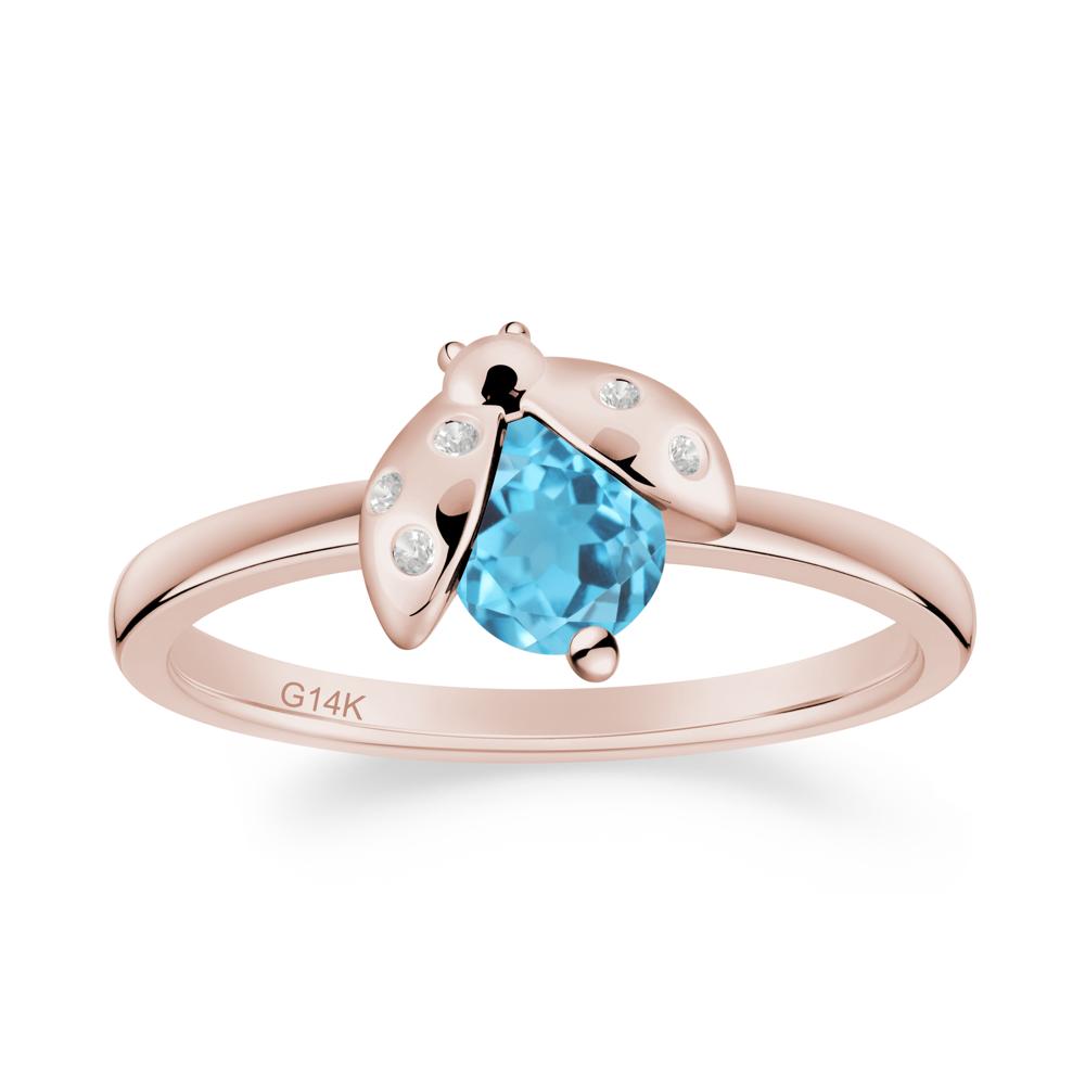 Ladybug Swiss Blue Topaz Ring - LUO Jewelry #metal_14k rose gold