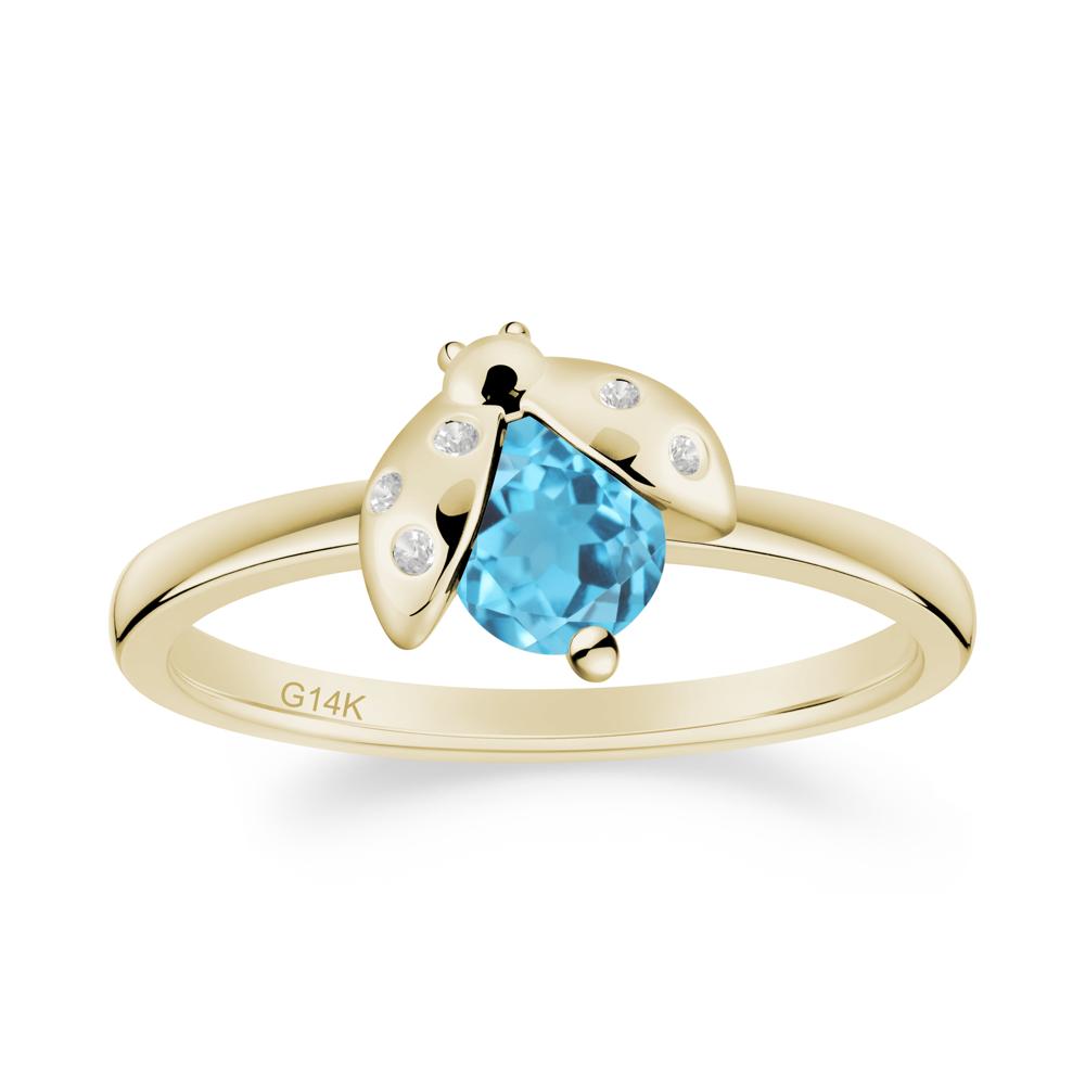 Ladybug Swiss Blue Topaz Ring - LUO Jewelry #metal_14k yellow gold