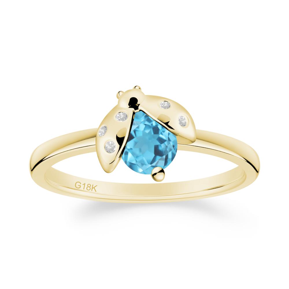 Ladybug Swiss Blue Topaz Ring - LUO Jewelry #metal_18k yellow gold