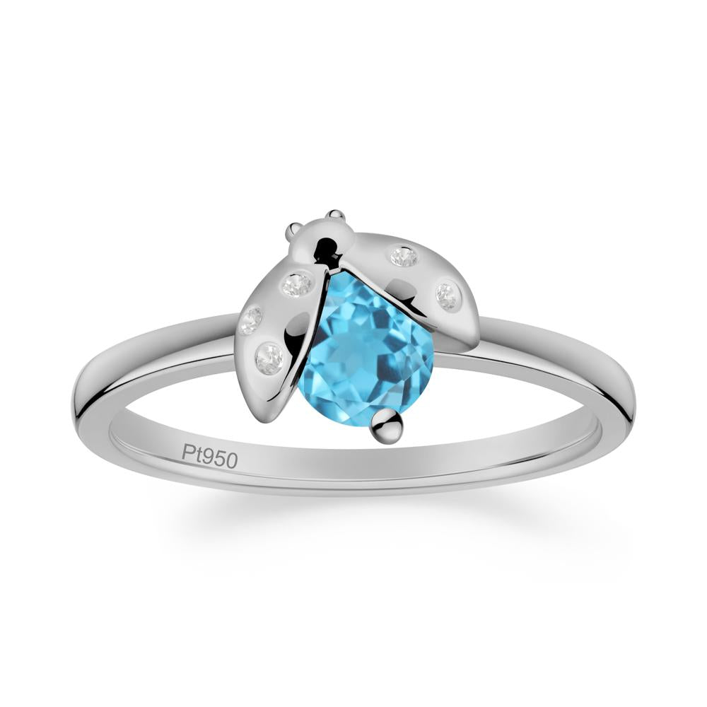 Ladybug Swiss Blue Topaz Ring - LUO Jewelry #metal_platinum