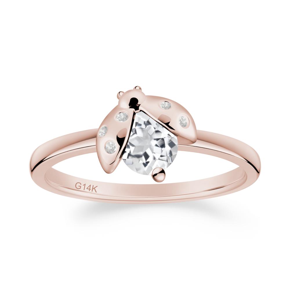 Ladybug White Topaz Ring - LUO Jewelry #metal_14k rose gold
