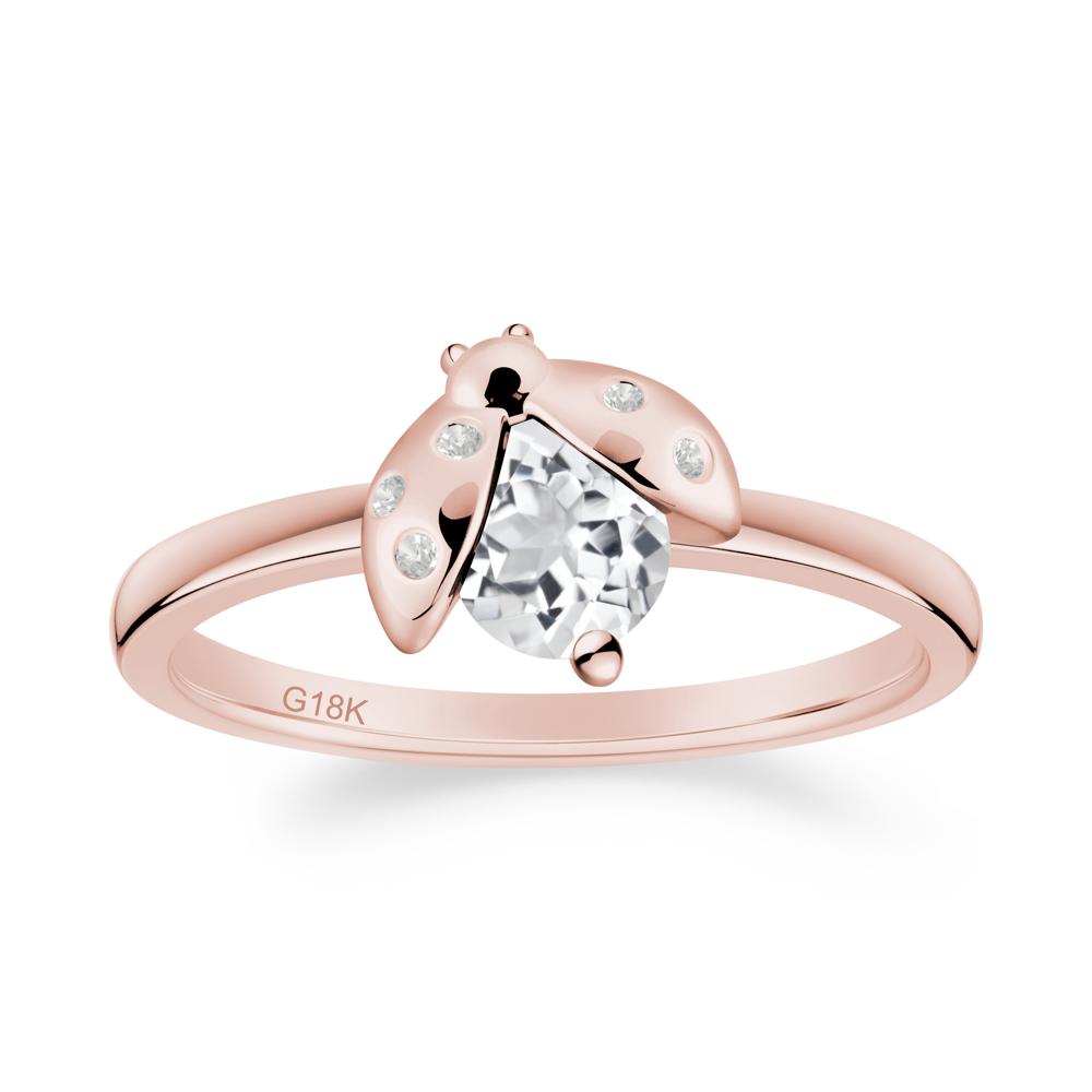 Ladybug White Topaz Ring - LUO Jewelry #metal_18k rose gold