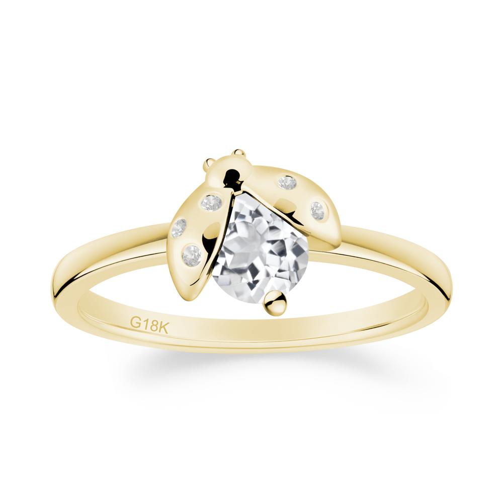 Ladybug White Topaz Ring - LUO Jewelry #metal_18k yellow gold