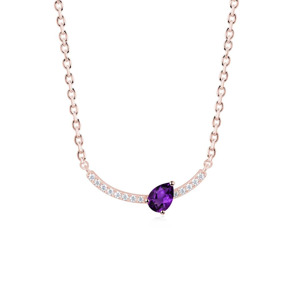 Teardrop Amethyst Smile Necklace - LUO Jewelry #metal_18k rose gold