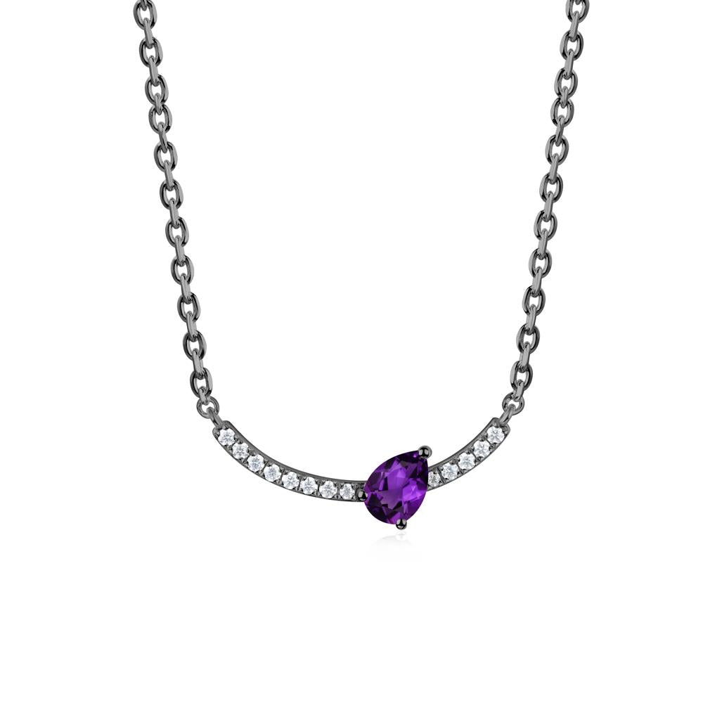 Teardrop Amethyst Smile Necklace - LUO Jewelry #metal_black finish sterling silver