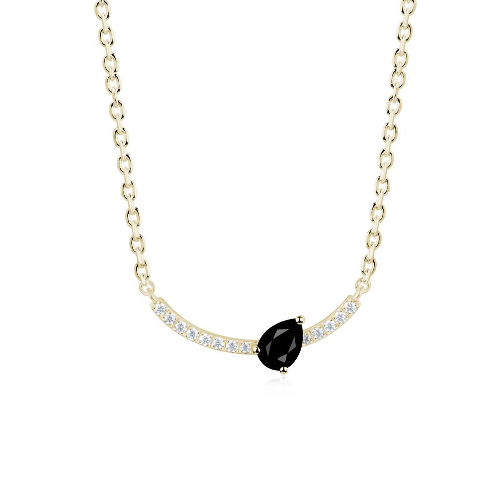 Pave Curve Black Spinel Necklace - LUO Jewelry #metal_14k yellow gold