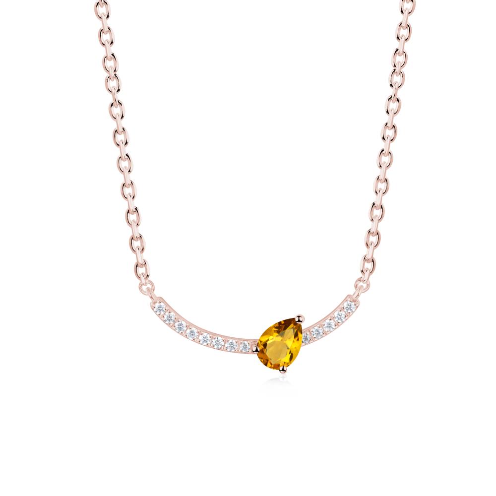 Pave Curve Citrine Necklace - LUO Jewelry #metal_18k rose gold