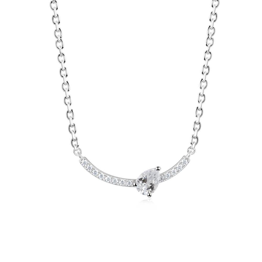 Pear Cubic Zirconia Smile Necklace - LUO Jewelry #metal_18k white gold
