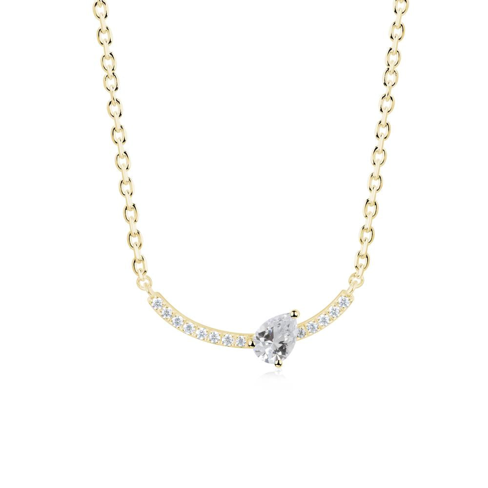 Pear Cubic Zirconia Smile Necklace - LUO Jewelry #metal_18k yellow gold