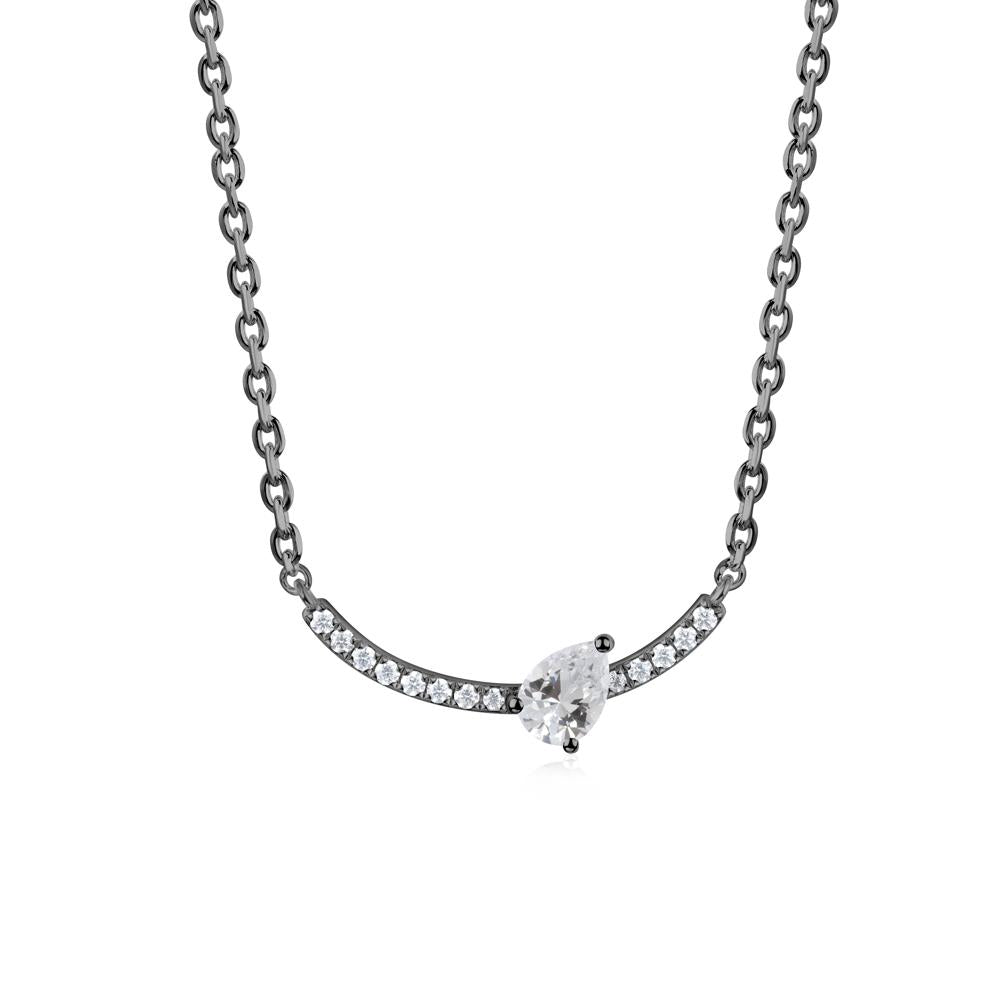 Pear Cubic Zirconia Smile Necklace - LUO Jewelry #metal_black finish sterling silver