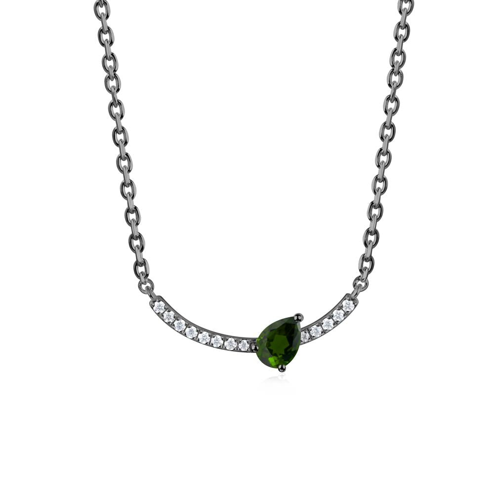 Pave Curve Diopside Necklace - LUO Jewelry #metal_black finish sterling silver