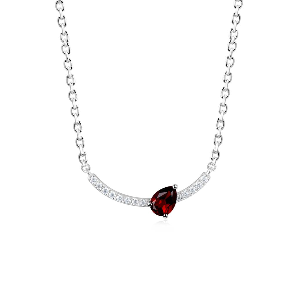 Pave Curve Garnet Necklace - LUO Jewelry #metal_18k white gold