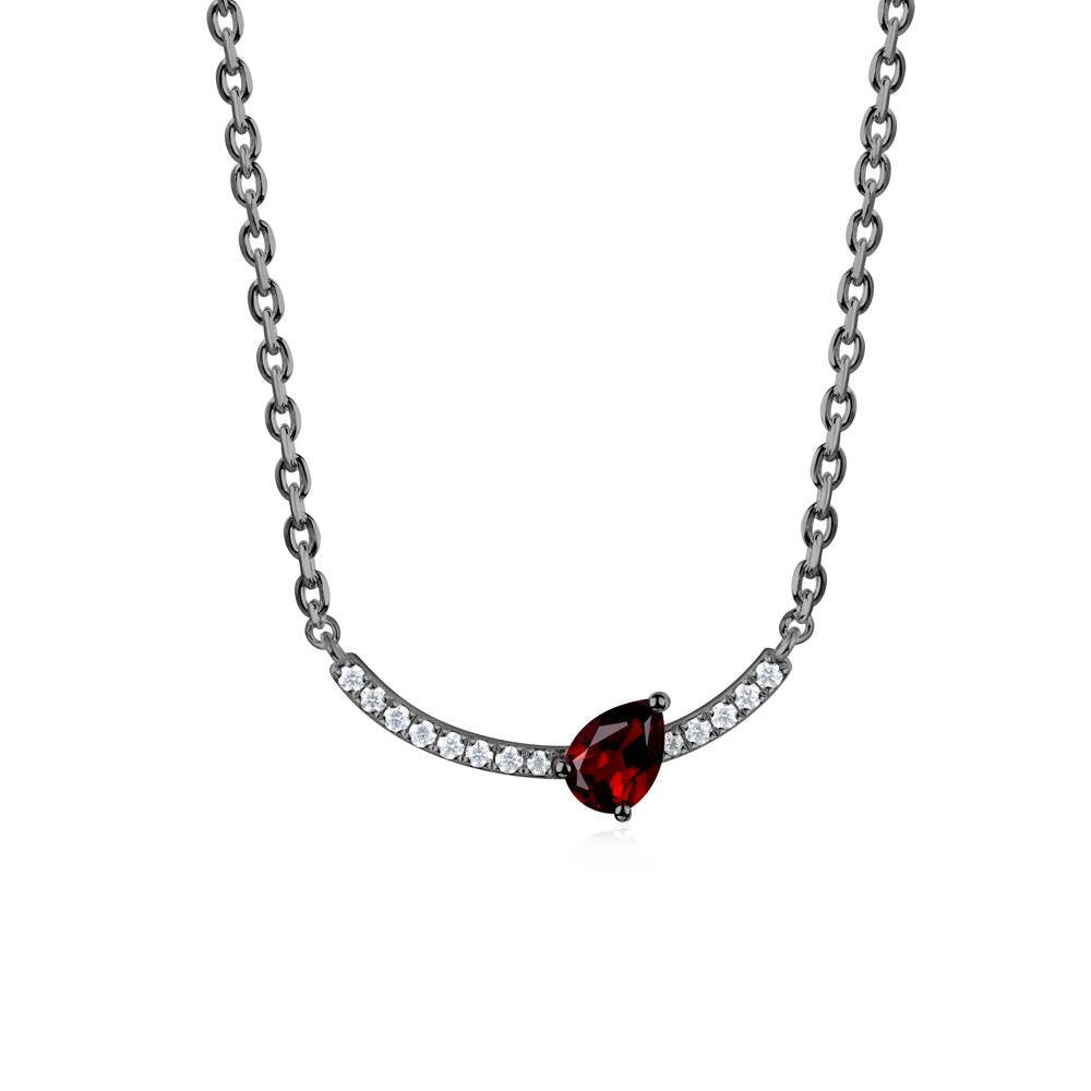 Pave Curve Garnet Necklace - LUO Jewelry #metal_black finish sterling silver