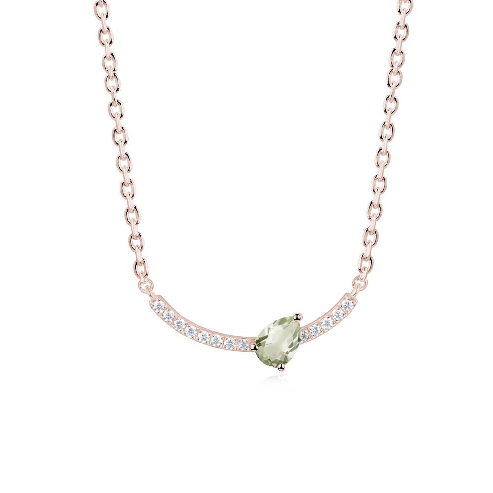 Pave Curve Green Amethyst Necklace - LUO Jewelry #metal_14k rose gold