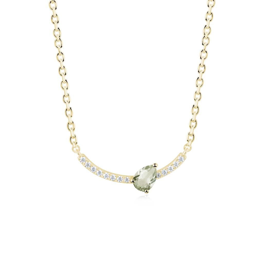 Pave Curve Green Amethyst Necklace - LUO Jewelry #metal_18k yellow gold