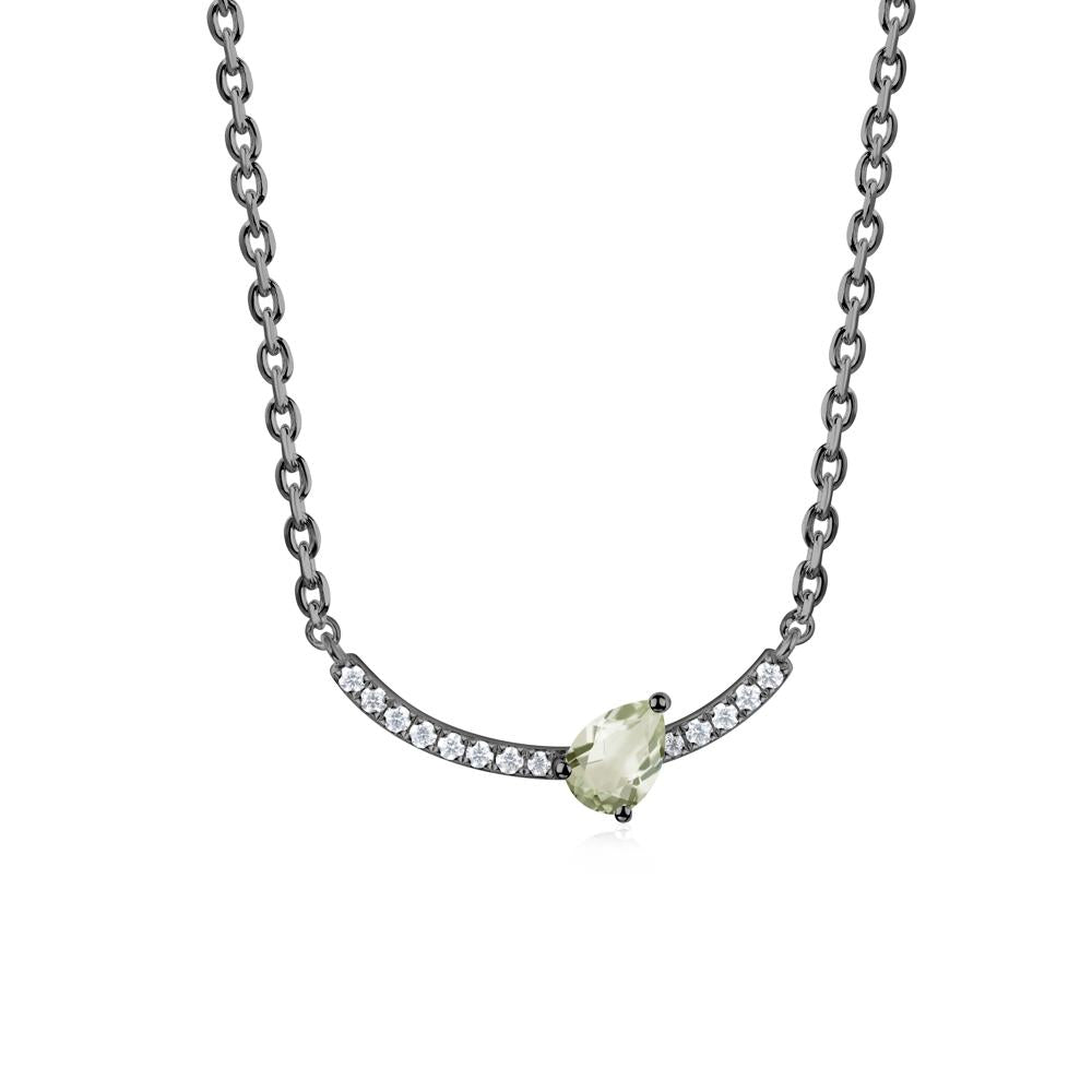 Pave Curve Green Amethyst Necklace - LUO Jewelry #metal_black finish sterling silver