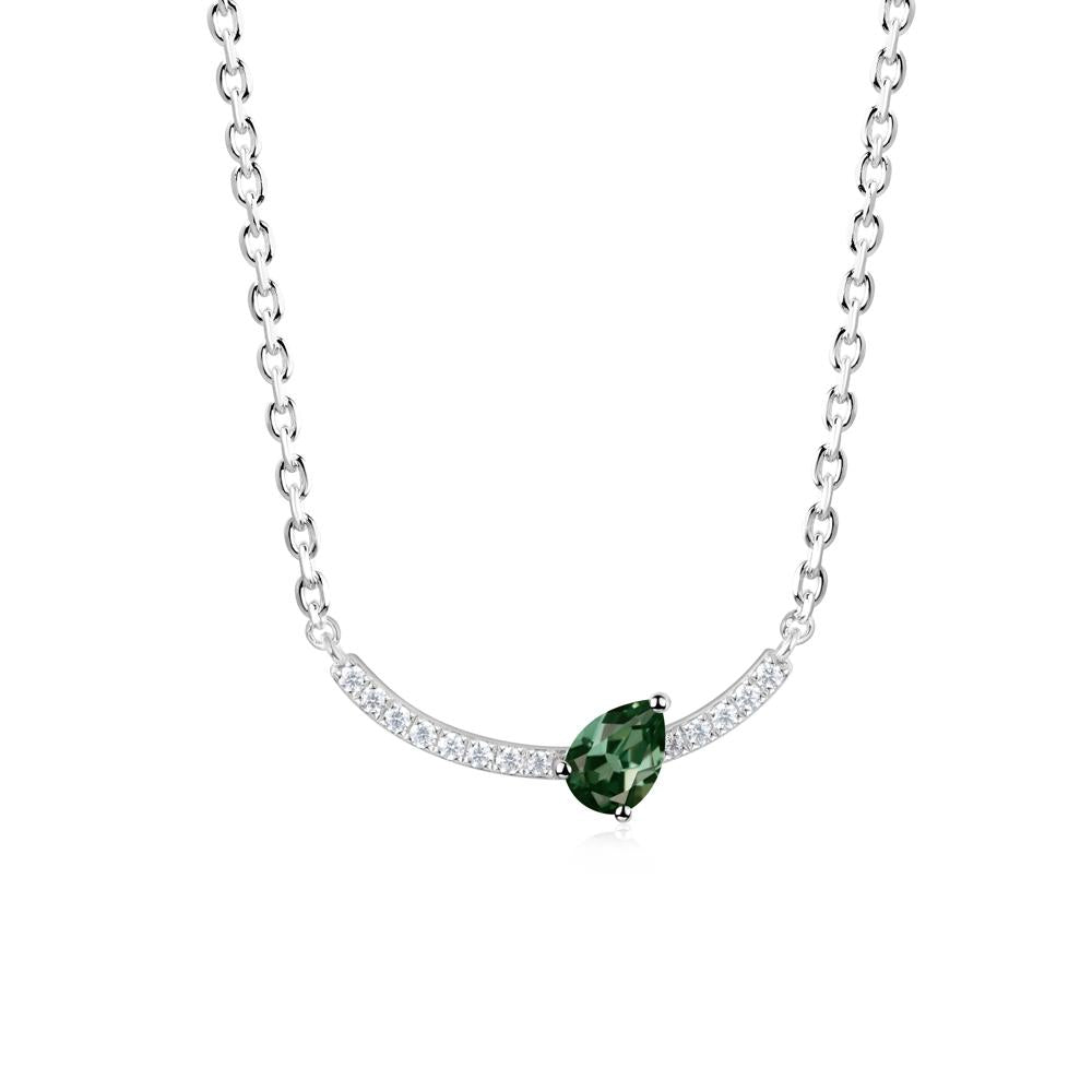Pave Curve Green Sapphire Necklace - LUO Jewelry #metal_14k white gold