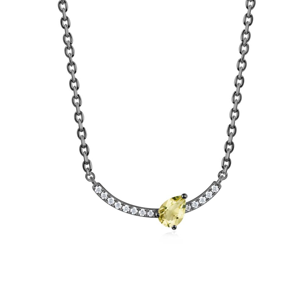 Pear Lemon Quartz Smile Necklace - LUO Jewelry #metal_black finish sterling silver