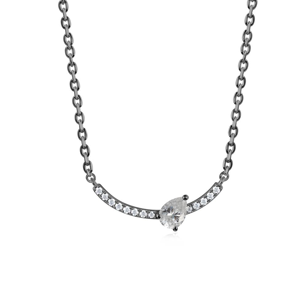 Teardrop Moissanite Smile Necklace - LUO Jewelry #metal_black finish sterling silver