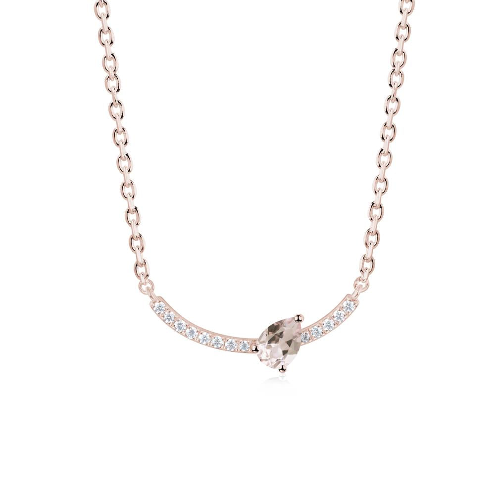 Pave Curve Morganite Necklace - LUO Jewelry #metal_14k rose gold