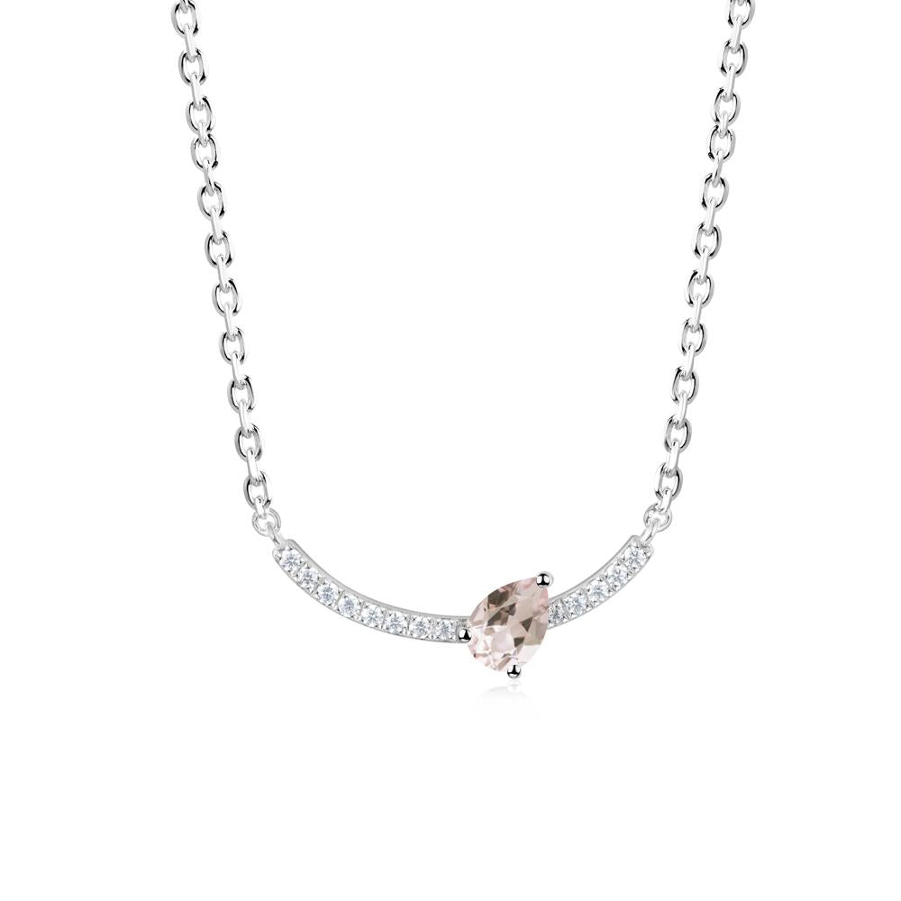 Pave Curve Morganite Necklace - LUO Jewelry #metal_14k white gold