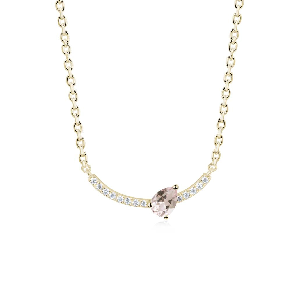 Pave Curve Morganite Necklace - LUO Jewelry #metal_14k yellow gold