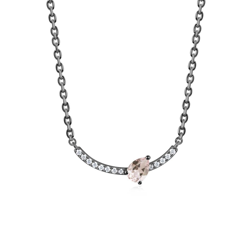 Pave Curve Morganite Necklace - LUO Jewelry #metal_black finish sterling silver